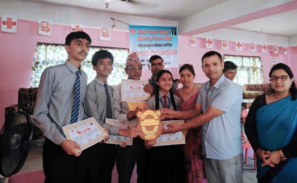रेडक्रस स्याङजाद्वारा आयोजित जिल्लास्तरीय हाजिरीजवाफमा चिराग आवासीय मावि प्रथम