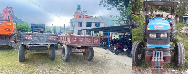 अवैध रूपमा नदीजन्य पदार्थ ओसार्ने तीन ट्याक्टर नियन्त्रण