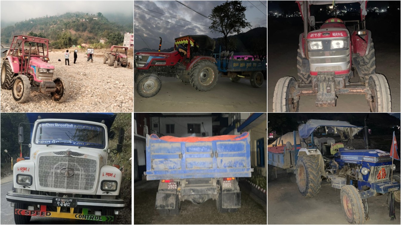 अवैध नदीजन्य पदार्थ ओसारपसारमा प्रयोग भएका नौ सवारीसाधन पक्राउ